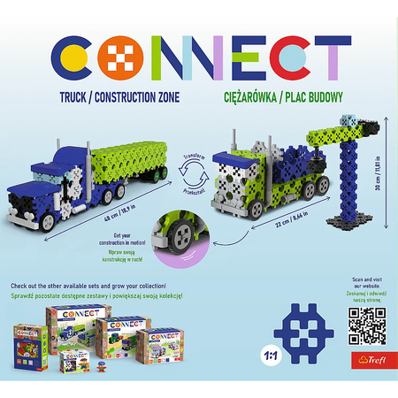 Zestaw klocków Connect 3w1: Ciężarówka / Plac budowy