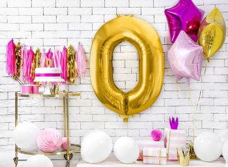 Balon foliowy Cyfra ''0'', 86cm, złoty