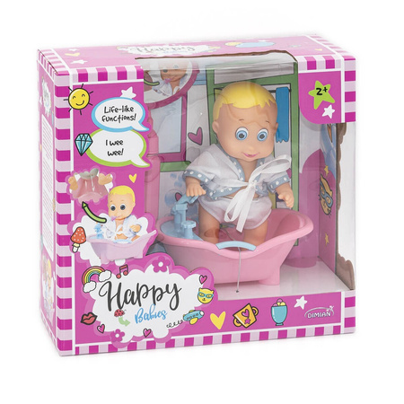 Happy Babies lalka sikający bobas z wanną Smily Play