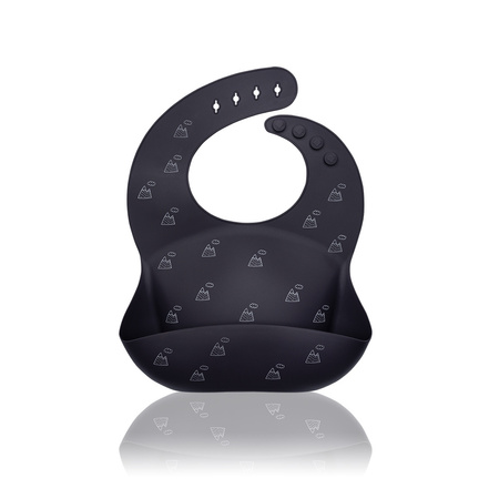 PETITE&MARS Śliniak silikonowy Sam ze wzorem 6m+ Grey Hills