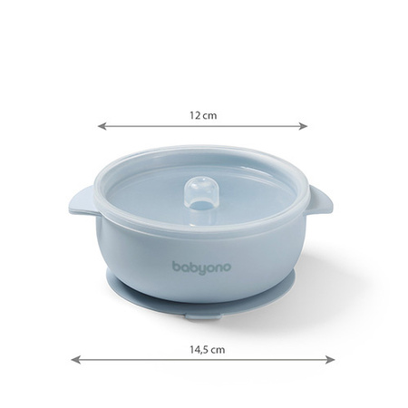 Babyono Silikonowa miseczka z przyssawką i przykrywką Niebieska