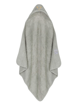 Piapimo Ręcznik z kapturkiem 90 x 90 cm bambusowo-bawełniany szary z haftem kolekcja TowelPower