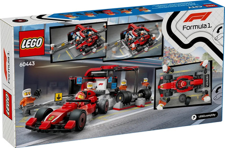 Lego 60443 City F1 Pit stop i mechanicy z bolidem Ferrari