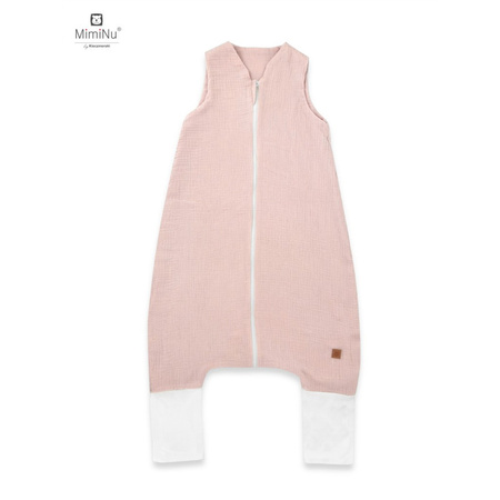MimiNu Śpiworek do spania z nogawkami LETNI "S" Muślin Bawełniany Pudrowy Róż