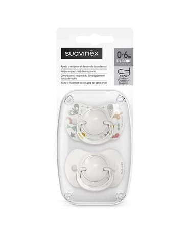 Suavinex Smoczek fizjologiczny SX Pro silikonowy 2szt. 0-6m Szary
