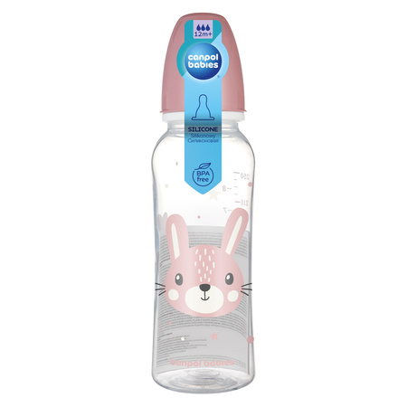 Canpol babies Butelka standardowa wąska 250 ml CUTE ANIMALS różowa