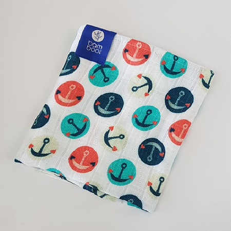 Texpol Bambusowa pieluszka dziecięca Kotwice 75 x 75 cm