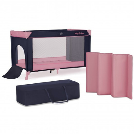 Łóżeczko Turystyczne Viki Pink and Navy Baby Tiger