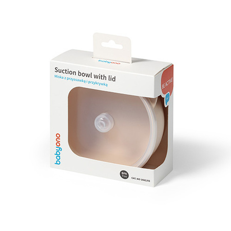 Babyono Silikonowa miseczka z przyssawką i przykrywką Beżowa
