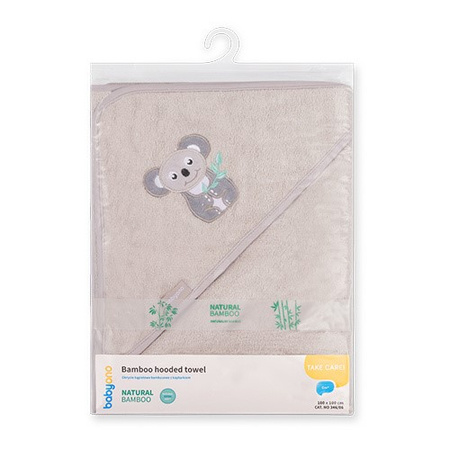 Babyono Okrycie kąpielowe bambusowe - ręcznik z kapturkiem NATURAL BAMBOO 100X100cm