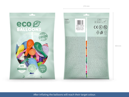 Balony Eco 30cm pastelowe, mix (1 op. / 100 szt.)