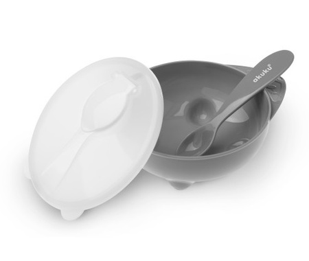 Akuku Miseczka z łyżeczką GREY A0425