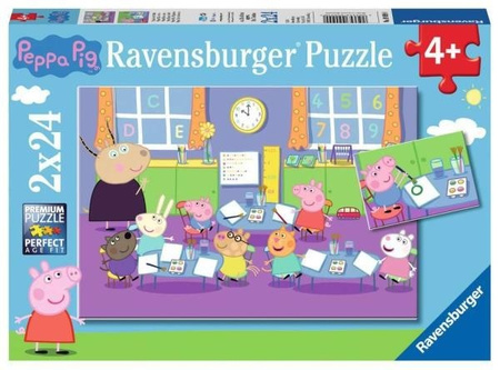 Puzzle Świnka Peppa i Cała Klasa 2 x 24 Elementów Ravensburger