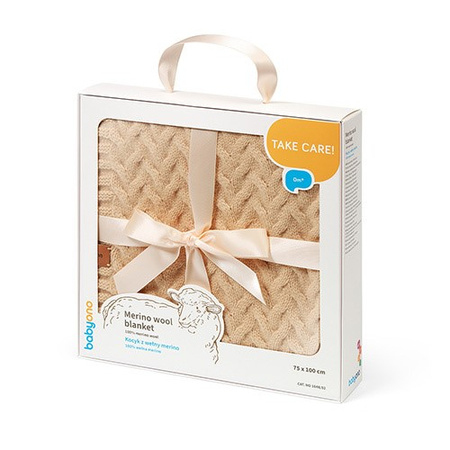 Babyono Kocyk z wełny merino ciemny beż