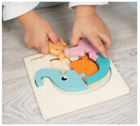 Akuku Puzzle drewniane Słoń, 5 elementów