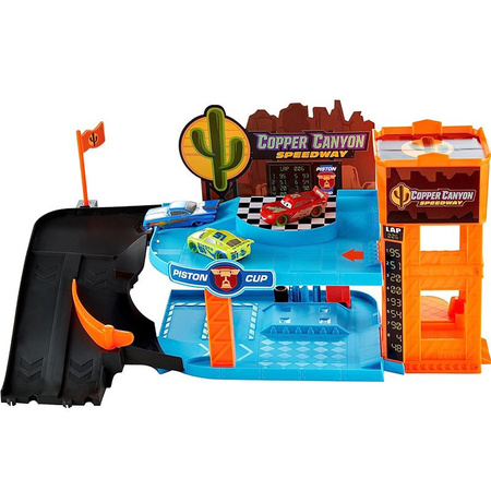 Cars Auta Glow Racers Garaż Copper Canyon Świecący w ciemności, 3 autka HPX75