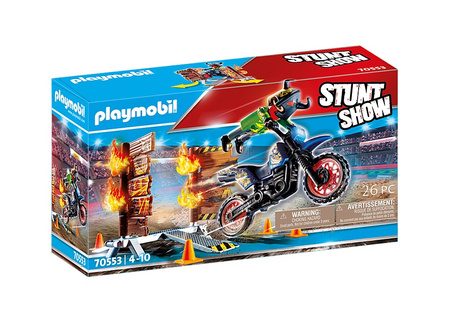 Pokaz kaskaderski - Motor z płonącą przeszkodą Playmobil 70553