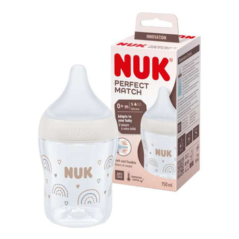 NUK Perfect Match Antykolkowa butelka 150 ml z silikonowym smoczkiem S Tęcza