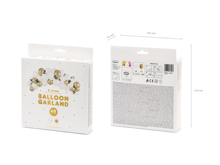 Girlanda balonowa - biało-złota, 200cm (1 op. / 60 szt.)