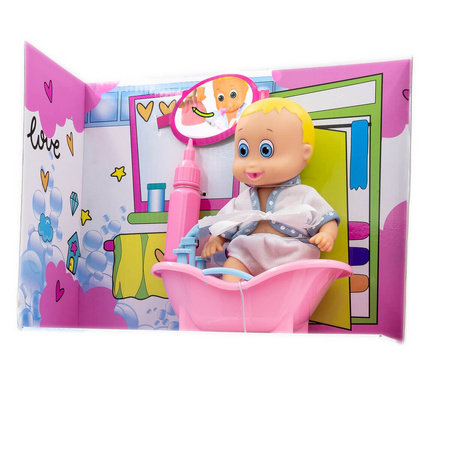 Happy Babies lalka sikający bobas z wanną Smily Play