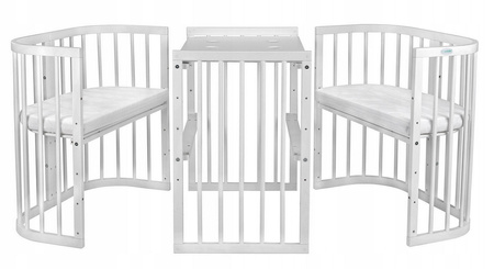 Waldin Łóżeczko 7w1 Białe z materacem