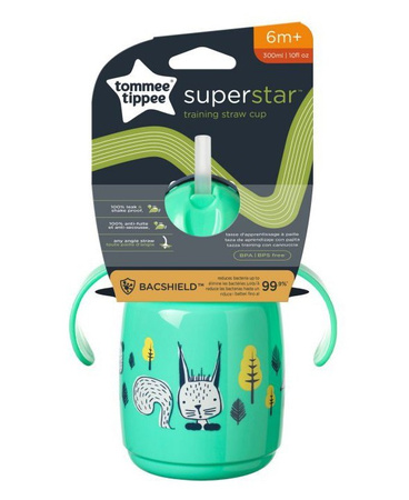 Tommee Tippee Kubek z obciążoną słomką Superstar 300ml,6m+ zielony