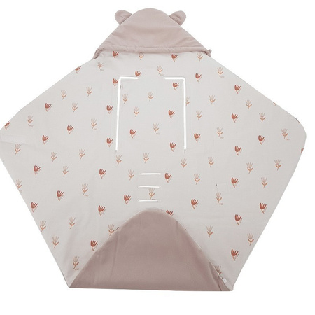 EKO Śpiworek/Otulacz do fotelika VELVET pasy 3 i 5-punktowe Beżowa Łąka