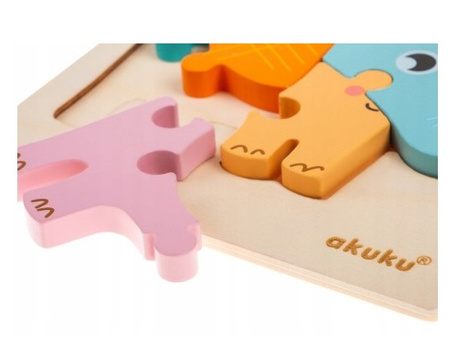 Akuku Puzzle drewniane Słoń, 5 elementów