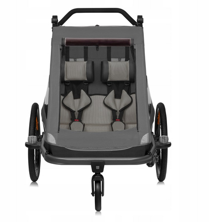 Lionelo Cama podwójna przyczepka rowerowa, wózek spacerowy Graphite