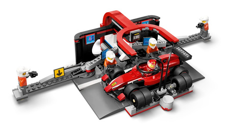 Lego 60443 City F1 Pit stop i mechanicy z bolidem Ferrari