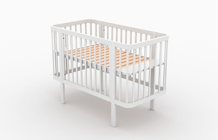 Skrzat Łóżeczko Klara z barierką i wyjmowanymi szczebelkami (120x60 cm) kolor BIAŁY