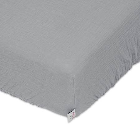 Babymatex Prześcieradło MUŚLIN z gumą rozmiar 60x120, szare