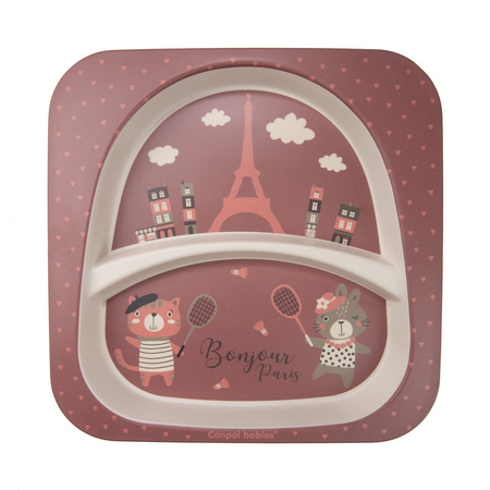 Canpol Babies Zestaw naczyń 5 elem. BONJOUR PARIS bordowy
