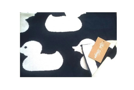 Lula Design Bawełniany kocyk niemowlęcy Kaczka Czarna