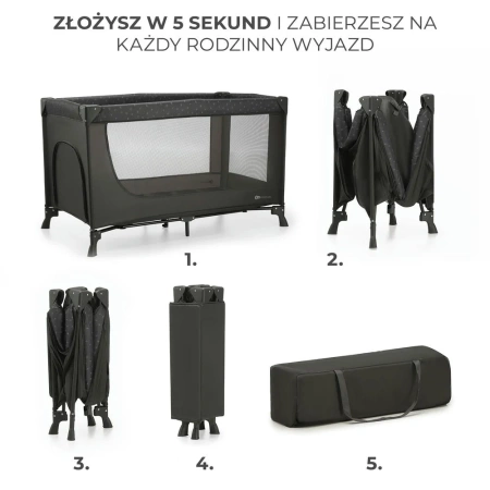 Kinderkraft Łóżeczko turystyczne 2w1 JOY LIGHT Grey