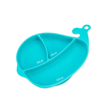 Zestaw Talerzyk ze sztućcami Miętowy Wieloryb GiliGums