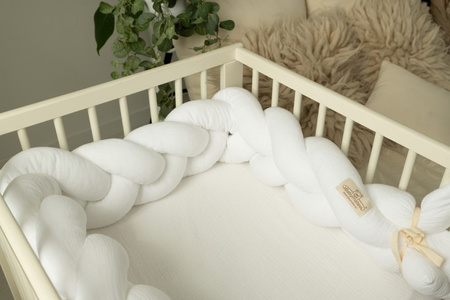 Babymatex Ochraniacz do łóżeczka Warkocz Muślin Biały dł. 200cm