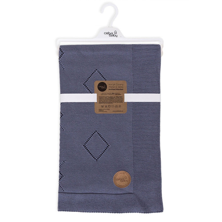 Kocyk dziany (90x90) Romby granatowy