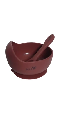 Baby In World Miska silikonowa z przyssawką i łyżeczką Elderberry