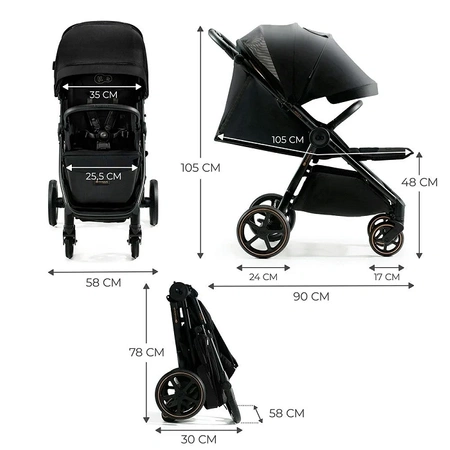 Kinderkraft Wózek spacerowy Mitzy Ink Black + Torba