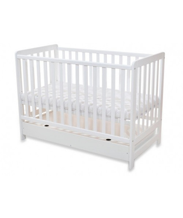 Łóżeczko JAŚ DELUXE z funkcją tapczanika+szuflada (białe)