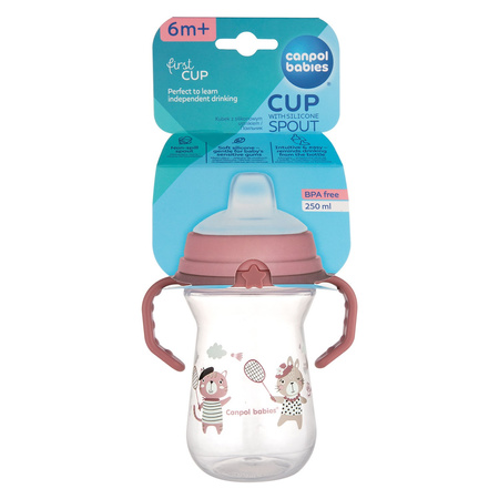 Canpol Babies Kubek z silikonowym ustnikiem FirstCup 250 ml BONJOUR PARIS