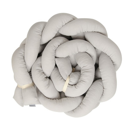 Babymatex Ochraniacz do łóżeczka Warkocz Muślin Szary dł. 200cm