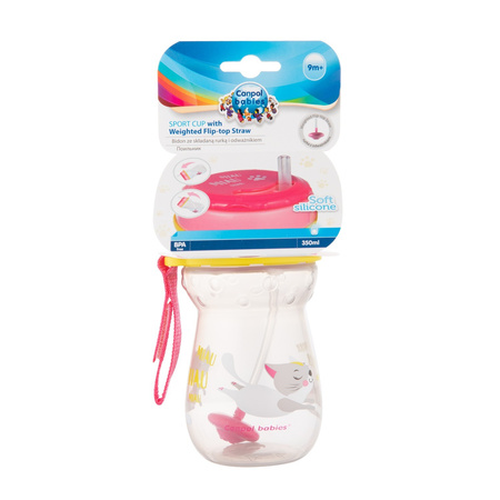 Canpol babies bidon ze składaną rurką silikonową z odważnikiem Kotek 350ml