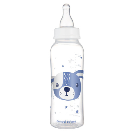 Canpol babies Butelka standardowa wąska 250 ml CUTE ANIMALS niebieska