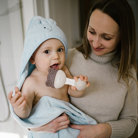 Babyono Okrycie kąpielowe bambusowe z kapturkiem 100x100 cm