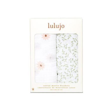 Lulujo Boho Kocyk Muślinowy Daisies / Greenery 2 szt. LJ157