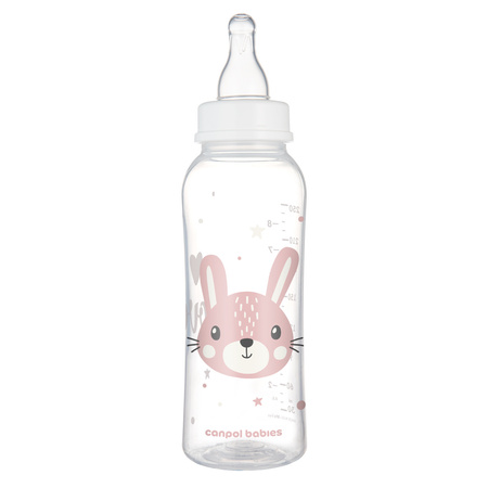 Canpol babies Butelka standardowa wąska 250 ml CUTE ANIMALS różowa