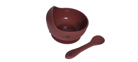 Baby In World Miska silikonowa z przyssawką i łyżeczką Elderberry