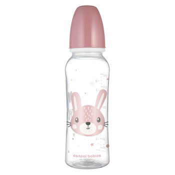 Canpol babies Butelka standardowa wąska 250 ml CUTE ANIMALS różowa